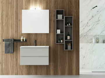 QUB07 - Single wooden vanity unit with drawers with cabinets by Gruppo Geromin - view 2